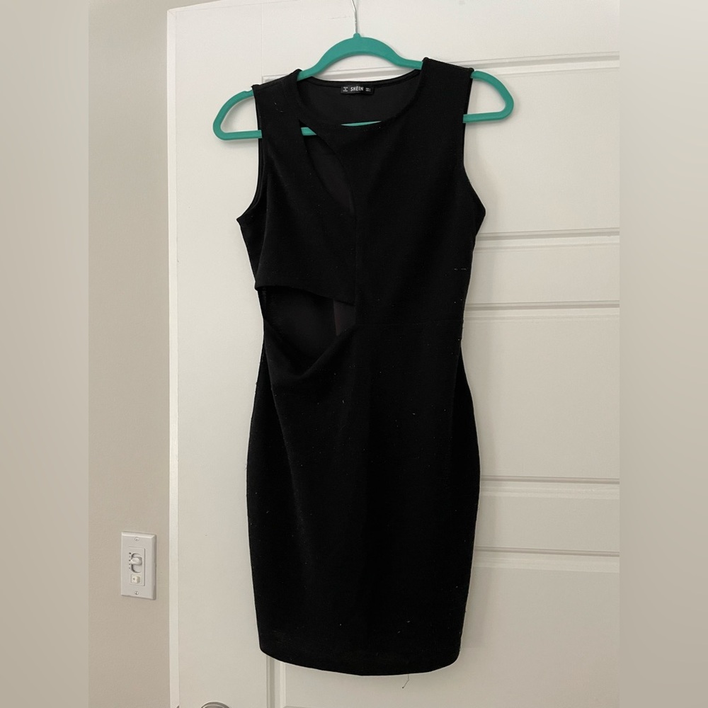 Black Shimmery Mini Dress with Cutouts